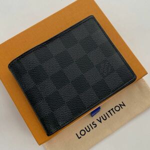 H1324【美品】LOUIS VUITTON ルイ・ヴィトン N62663 ダミエグラフィット ポルトフォイユ ミュルティプル ブラック 二つ折り財布