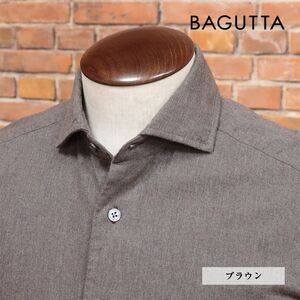 秋冬/BAGUTTA/37cm/定番シャツ WALTER 起毛ツイル 無地 カッタウェイ 鳥足縫い 上品 キレカジ 長袖 新品/茶色/ブラウン/jc230/