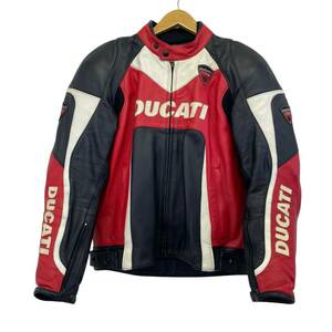 【即決】 DUCATI×DAINESE レザージャケット　黒系/赤系/白系　ブラック系/レッド系/ホワイト系　サイズ50　 10722-120