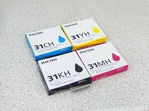 ■β【未使用品】GXカートリッジ Lサイズ 純正インク RICOH リコー GC31KH/GC31CH/GC31MH/ GC31YH 大容量 4色セット【0917-07】