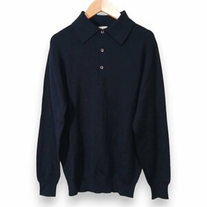 美品 JOHN SMEDLEY ジョンスメドレー ビームスエフ別注 ウール100％ 長袖 ニットポロシャツ カットソー S ブラック