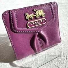 コーチ✨美品✨coach ミニ財布　ほぼ未使用　自宅保管　紫　正規品