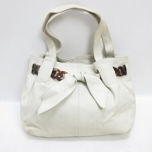 H■ITALY製■ロベルタガンドルフィ/ROBERTA GANDOLFI レザートートバッグ ハンドバッグ/白/BAG/LADIES■85【中古】