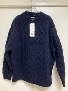 新品未使用 長谷川昭雄監修 BLUE BLUE KANDA × COOHEM コラボ BIG ARAN CREW KNIT NAVY アラン ケーブル ニット セーター sweater ah 米富