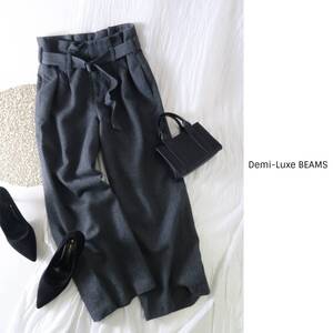 デミルクス ビームス Demi-Luxe BEAMS☆ウール100% バックル 2タック ワイドパンツ 38サイズ 日本製☆M-B 0416