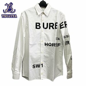 Burberry バーバリー　シャツ　ホースフェリー　ロゴプリント　ホワイト×ブラック　長袖　＃XS　メンズ　中古AB【辻屋A2574】