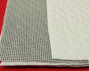 即決　送料１２０円～88cm×50cm リバーシブルチェックキルト　No17白　ホワイト　スミクロチェック　★　ハンドメイド　バッグ