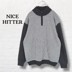 NICE HITTER オンワード樫山☆ハーフジップニット 裏地付【LL】黒