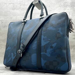 1円〜【超希少モデル】ルイヴィトン LOUIS VUITTON ショルダー トート ビジネスバッグ 2way ポルトドキュマン ヴォワヤージュPM カモフラ