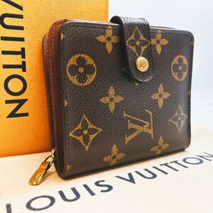 A451【ほぼ極美品】LOUIS VUITTON ルイヴィトン モノグラム コンパクトジップ ラウンドファスナー 二つ折り財布ウォレット M61667/MI0012