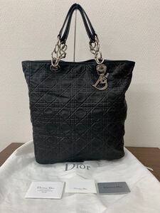 2903 美品　Dior ディオール　 トートバッグ ハンドバッグ レザー　カナージュ　チェーンショルダー　レディディオール