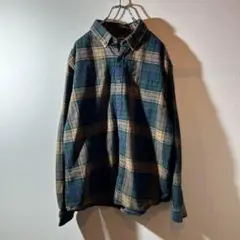 Eddie Bauer 90s メンズ XL 長袖ネルシャツ オンブレチェック柄