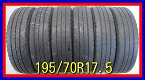 ■中古タイヤ■　195/70R17.5 112/110L LT BRIDGESTONE DURAVIS R205 夏タイヤ オンロード LT トラック 6本セット 送料無料 A824