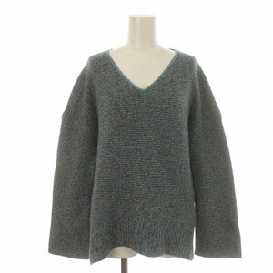 セオリー theory 21AW CASHMERE KARENIA MOULINE ニット セーター 長袖 厚手 スリット S 青 ブルー 01-1301720-850-902 /IR レディース