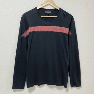 EMPORIO ARMANI ペイント ロゴ 長袖 カットソー ブラック 黒 メンズ Mサイズ エンポリオアルマーニ ロンT Tee 4080029