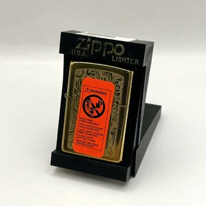 1円～/未使用/保管品/ZIPPO/ジッポー/唐草模様/ゴールドカラー/2002年製/ケース付/ライター/煙草/喫煙/コレクション/ジャンク/W030