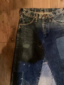 80年代ビンテージ★Wrangler ラングラー デニムリメイクスカート ケミカルロング丈 ハンドメイド ヴィンテージ