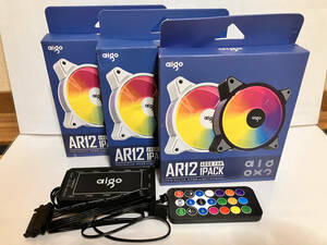 ★☆新品・未使用　Aigo AR12 白色PCケースファン ARGB ３個 コントローラーSet☆★