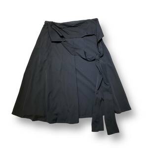 23AW YOHJI YAMAMOTO POUR HOMME FLARED SKIRT WITH WAIST WRAP DETAIL ロングスカート サイズ:3 ブラック ヨウジヤマモトプールオム