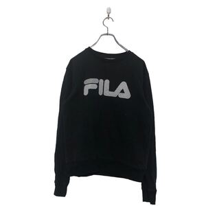 FILA ロゴ スウェット トレーナー S フィラ ブラック ホワイト シンプル 古着卸 アメリカ仕入 a603-5944