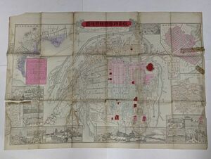 「改正詳密 大阪新地図 附神戸堺奈良市中之図」此村黎光堂 明治27年 1舗｜歴史 地理 古地図 彩色 銅版画 大阪 郷土 古書 戦前 和本 古典籍