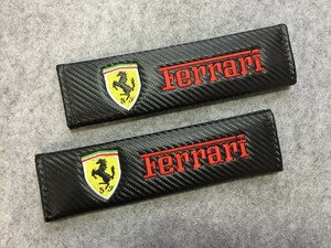 ★フェラーリ Ferrari★ シートベルトパッド 自動車 2個セット ショルダーカバー 肩パット 刺繍入り シートベルトショルダー