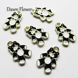 【D-0654】10pcs　くま　15×10mm　ブラック　チャーム　ハンドメイドパーツ