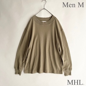 【美品】MHL. エムエイチエル 22AW ROUGH COTTON JERSEY ロングスリーブ カットソー 定番 ベーシック コットン リブ カーキ size M sk