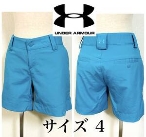 UNDER ARMOUR　アンダーアーマー　ゴルフウェア　ショートパンツ　リメイク品　ブルー　レディース４