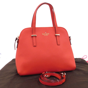 1円 ■ 新品同様 ケイトスペード 2wayバッグ レッド系 PCVレザー 通勤 ショッピング Kate spade ■E.Blgm.oR-24