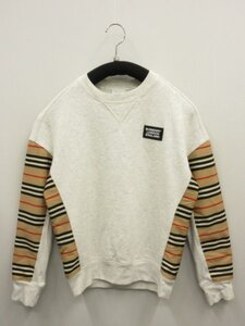 バーバリーチルドレン BURBERRY ★ ロゴワッペン 袖ボーダー 切替 スウェット ★ 12Y(152cm）大人XS位 ジャパン国内正規品