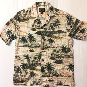 ハワイアンシャツ　アロハシャツ S リザーブ　RESERVE MADE IN HAWAII 椰子の木柄　風景柄