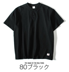 ヘンリーネックビッグ Tシャツ 半袖 Ｌ / ブラック