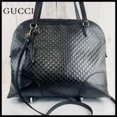 ◆美品◆ GUCCI グッチ マイクロ シマ レザー ボストンバッグ レザー