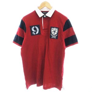 POLO RALPH LAUREN クラシックフィット CLASSIC FIT ポロシャツ 半袖 1945-1946 ワッペン 襟裏ストライプ M 赤 紺