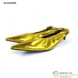 ジルサンダー （JIL SANDER）レザー パンプス ポインテッドトゥ SEJWIM0053 ゴールド ＃38（美品）中古