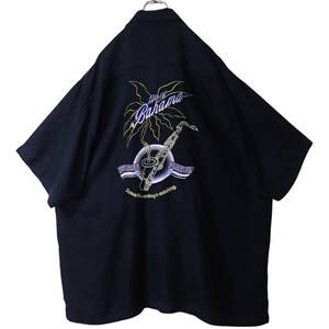 5807/TOMMY BAHAMA 半袖オープンシャツ XXL 刺繍入り アロハシャツ サックス ISLAND PLAYER Dance like nobody