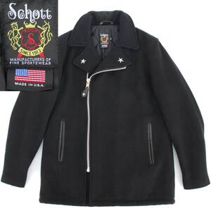 (43603)美品SchottショットMADE IN USA 769上野商会7068ウールジップピーコート34 (アメリカ ワンスター ピーコート ダブルライダース)