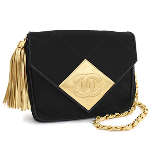 1円 ◎美品 CHANEL シャネル ミニ チェーンショルダーバッグ タッセル ココマーク ナイロン レザー ブラック◎EZ.Dso.jW-it81