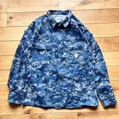 激レア！USN 米軍放出品 迷彩柄 長袖シャツ 艦船刺繍