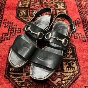 GUCCI HORSE BIT LEATHER STRAP SANDAL MADE IN ITALY/グッチホースビットレザーストラップサンダル