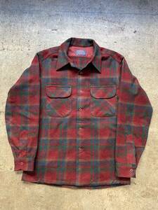 超美品！USA製!70S 80S PENDLETON ペンドルトン ペンデルトン ループカラー チェック ウール ボックス 開襟 シャツ(M)298