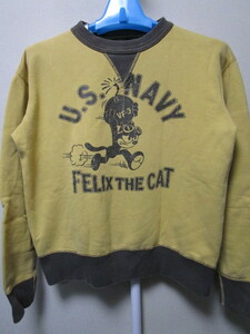 トイズマッコイｘフィリックス・コラボスウェット・M（TOYS McCOY McHILL FELIX THE CAT SWEAT U.S.NAVYトレーナー）