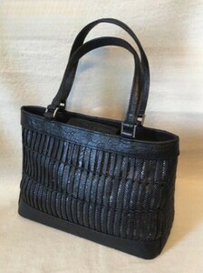 ★美品★ LiBERTE リベルテ OSTRICH オーストリッチ　ダチョウ　駝鳥　エキゾチックレザー　トートバッグ　ブラック　黒　メッシュ