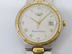 ♪yy3185-1 543 LONGINES ロンジン Conquest コンクエスト 白文字盤 QZ クォーツ デイト メンズウォッチ 腕時計 腕周り約16cm 不動 現状品