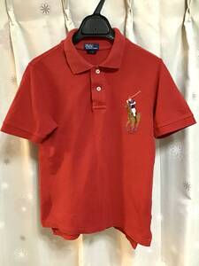 良品【Polo Ralph Lauren/ラルフローレン】半袖ポロシャツ/S★レッド★レディース★USED