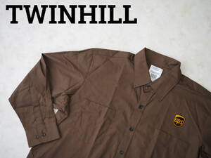 ☆送料無料☆ TWINHILL USA直輸入 古着 長袖 UPS ワークシャツ メンズ XXL 大きいサイズ ブラウン トップス 中古 即決