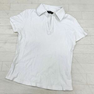 1422◎ Calvin Klein jeans カルバン クライン ジーンズ トップス シャツ Vネック 半袖 ロゴ プリント カジュアル ホワイト レディースL