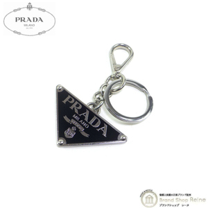 プラダ （PRADA） メタル キーリング ロゴ チャーム キーホルダー 2PS057 ブラック【中古】（中古）