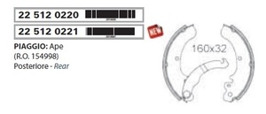 RMS 22512 0220 社外 ブレーキシュー 後輪 APE(ベスパカー3輪) 左右セット